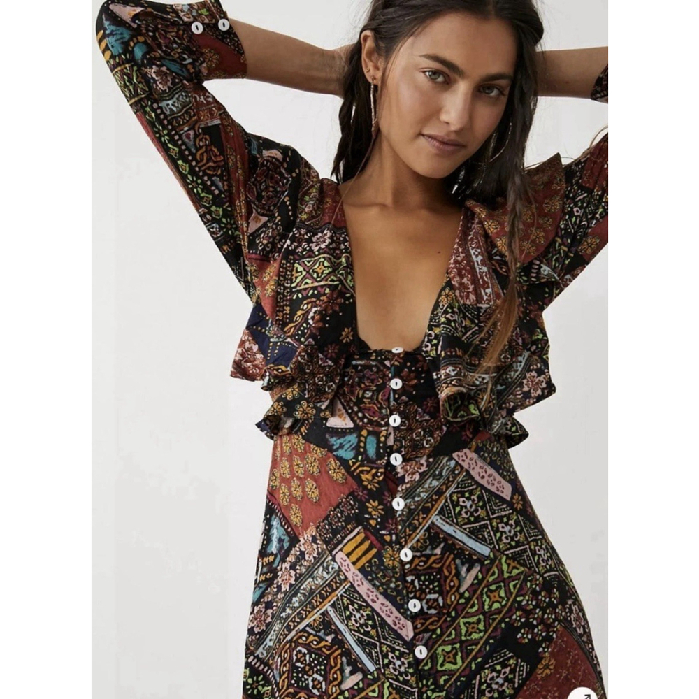 Free People Women's Dress Sz XS maxi dress button front New With Tags